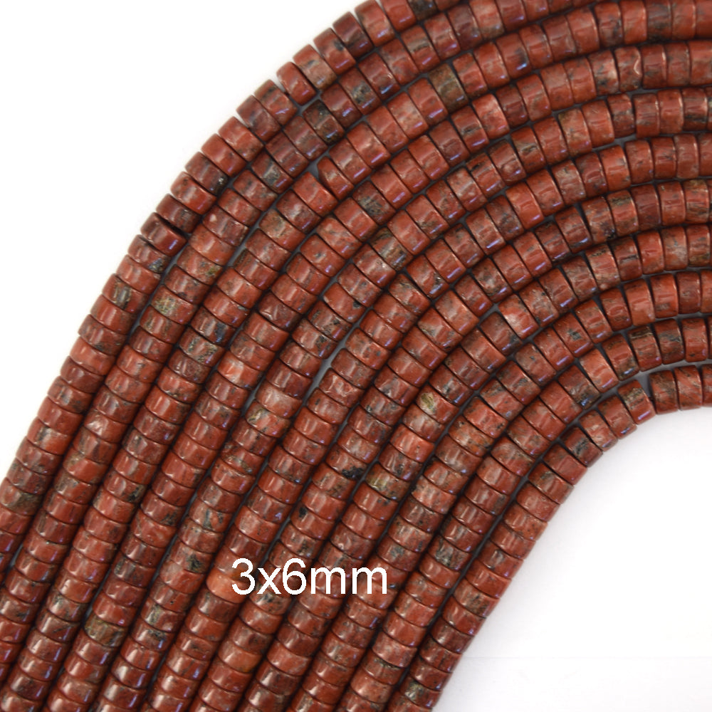 3x6mm Natural Heishi Disc Beads 15" Labradorite Map Red Jasper Dalmatian 6mm