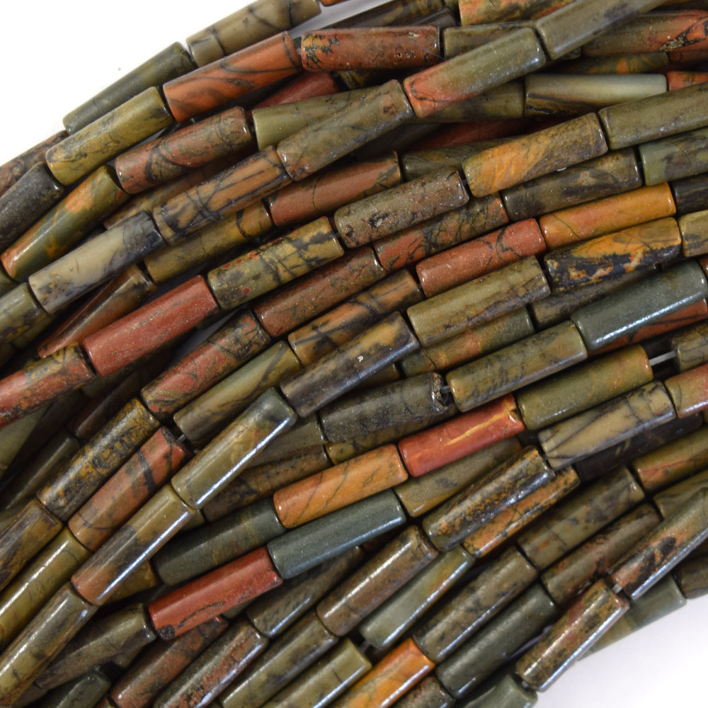 13mm natural red creek picasso jasper tube beads 15.5
