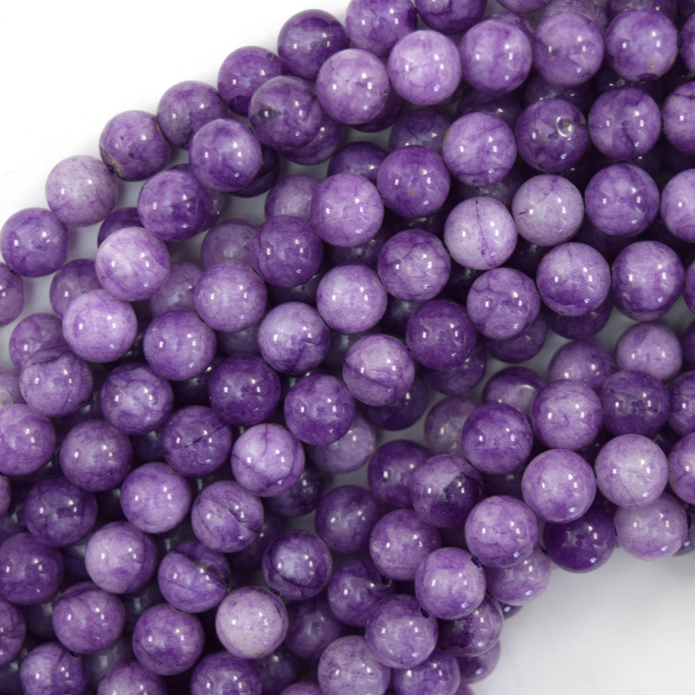 8mm Colored Mountain Jade Round Beads 15" Strand Purple Orange Green Lavender