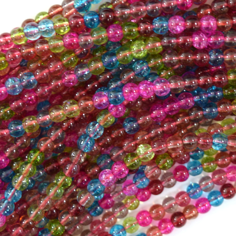 Watermelon Tourmaline Colored Quartz Round Beads 15