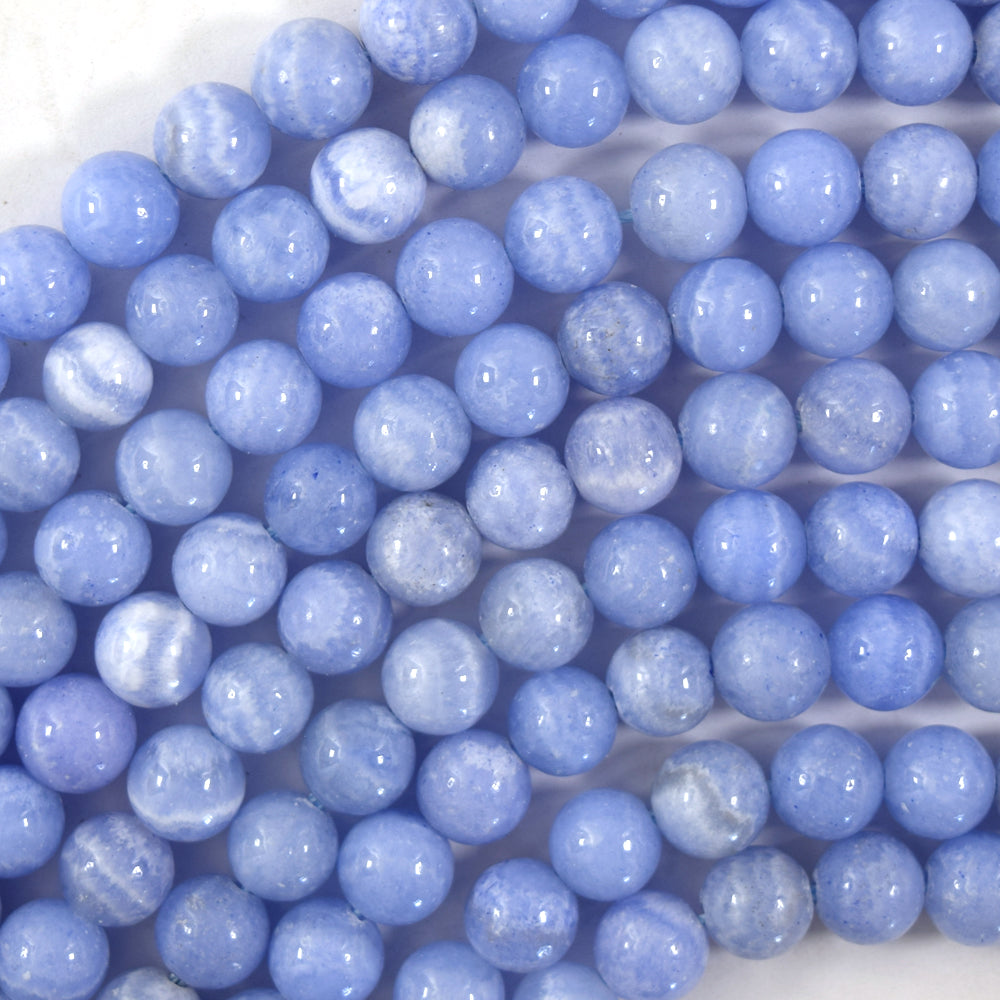 Colored Blue Lace Agate Round Beads Gemstone 15" Strand 6mm 8mm 10mm