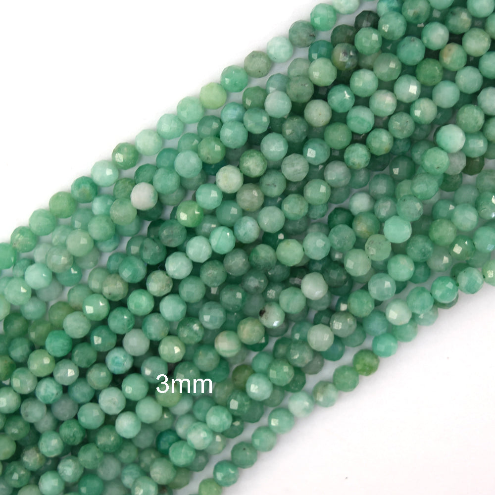 AA Natural Faceted Australian Green Chrysoprase Round Beads 15.5