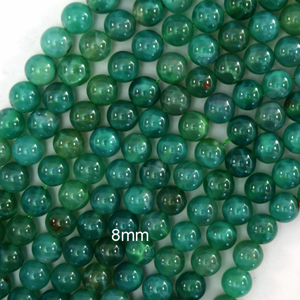 AA Green Fire Agate Round Beads Gemstone 15.5" Strand 6mm 8mm 10mm