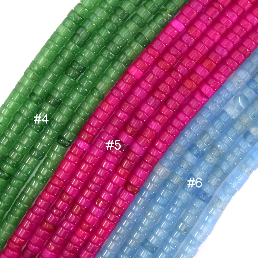 2x4mm Colored Mountain Jade Heishi Disc Beads Gemstone 15" Strand 4mm