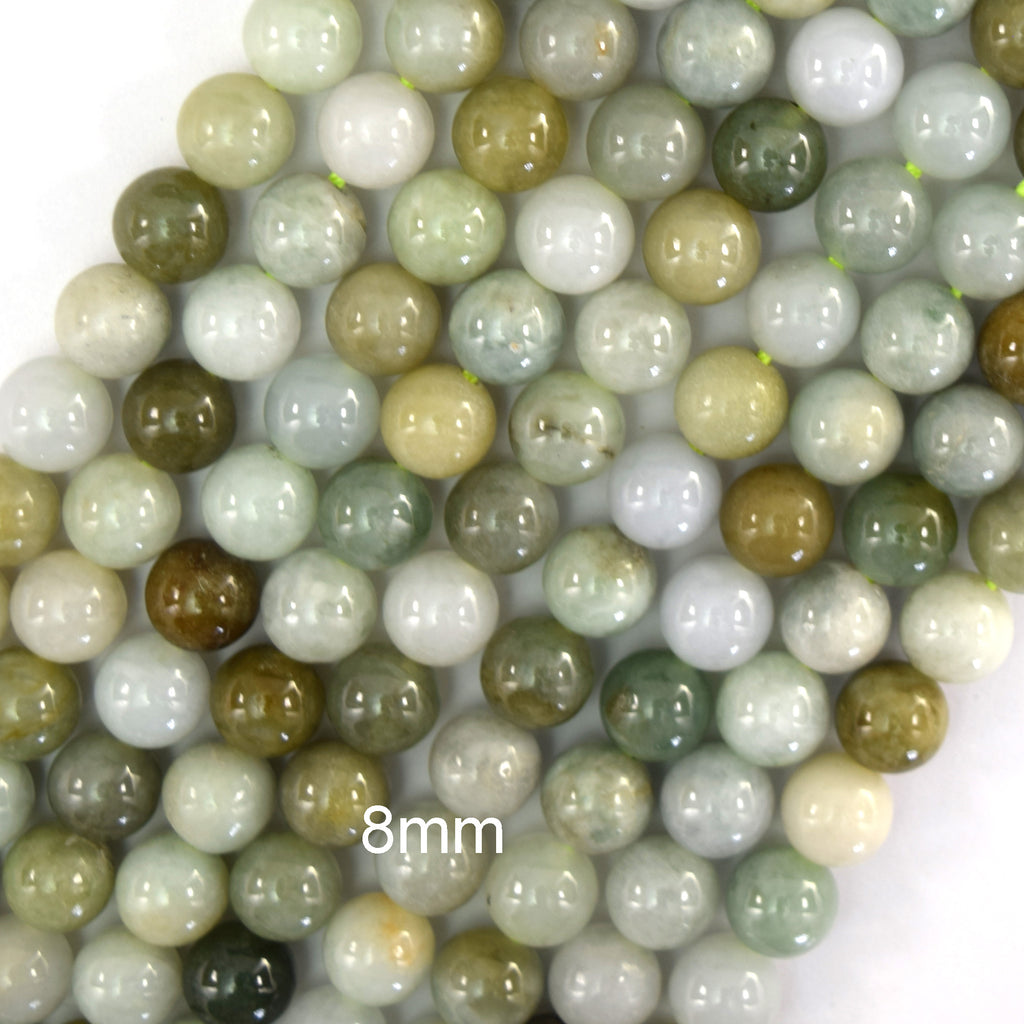 Natural Genuine Burma Jadeite Jade Round Beads 15.5" Strand 6mm 8mm 10mm S4