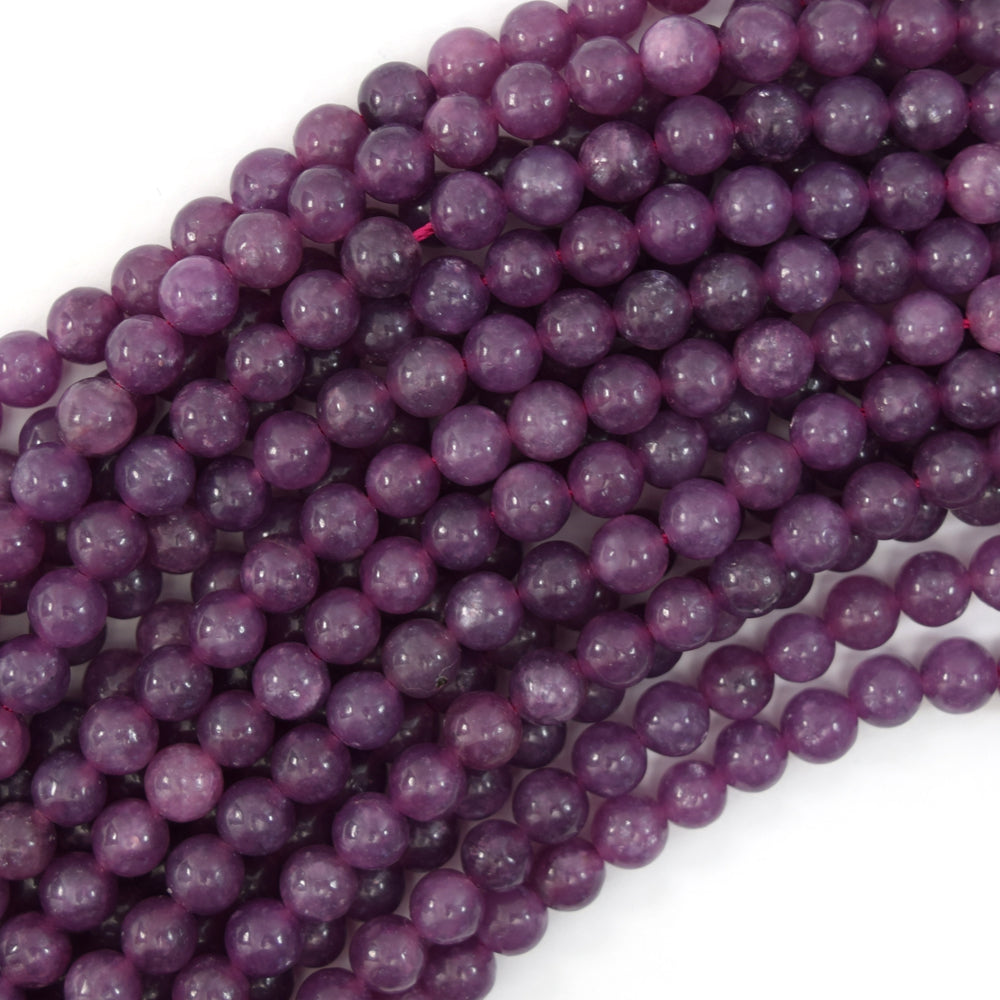 Natural Purple Lepidolite Round Beads 15" Strand 4mm 6mm 8mm 10mm 12mm S1