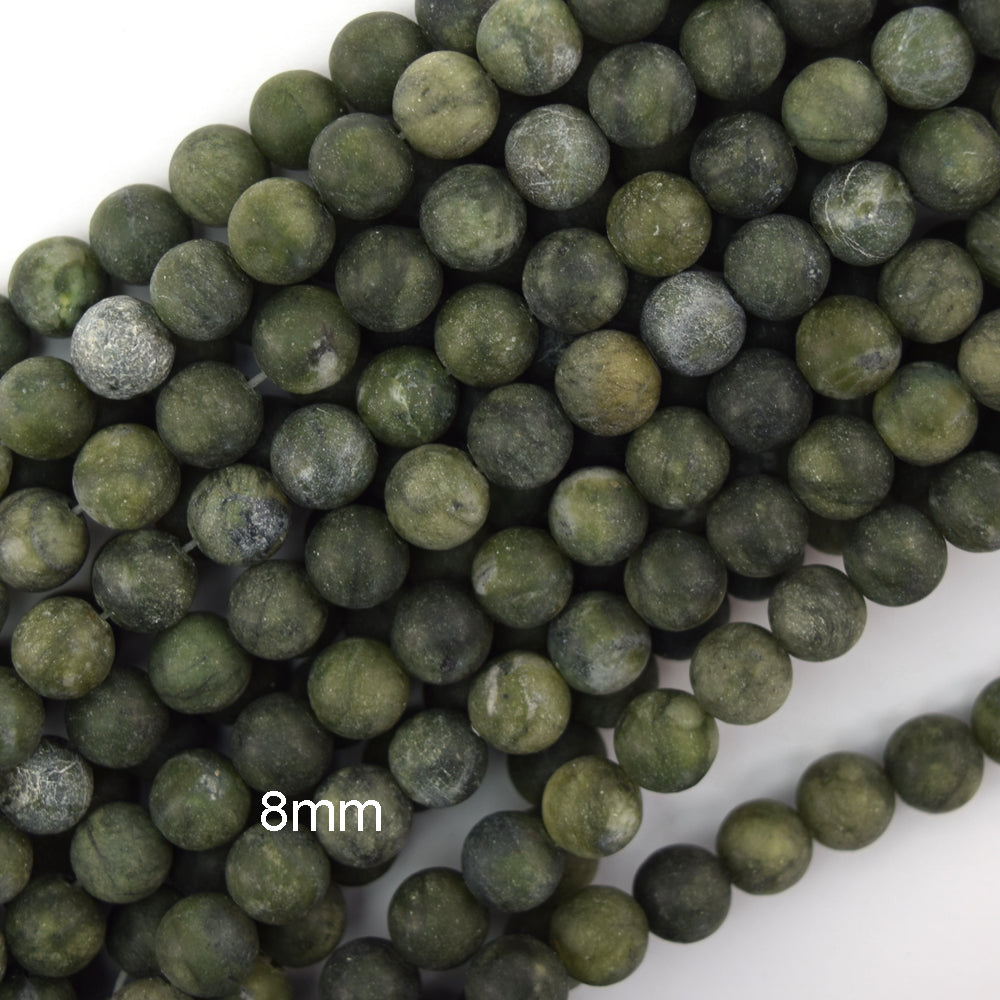 Natural Matte Green Taiwan Jade Round Beads 14.5" Strand 4mm 6mm 8mm 10mm 12mm