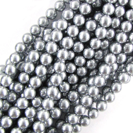 Silver Shell Pearl Round Beads Gemstone 15.5" Strand 4mm 6mm 8mm 12mm S1