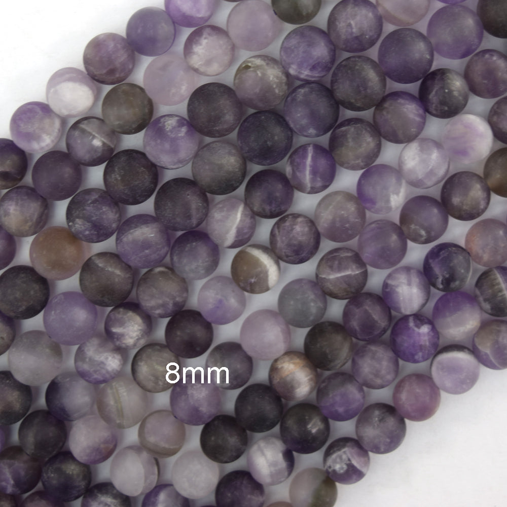 Natural Matte Purple Amethyst Round Beads 15" Strand 4mm 6mm 8mm 10mm 12mm