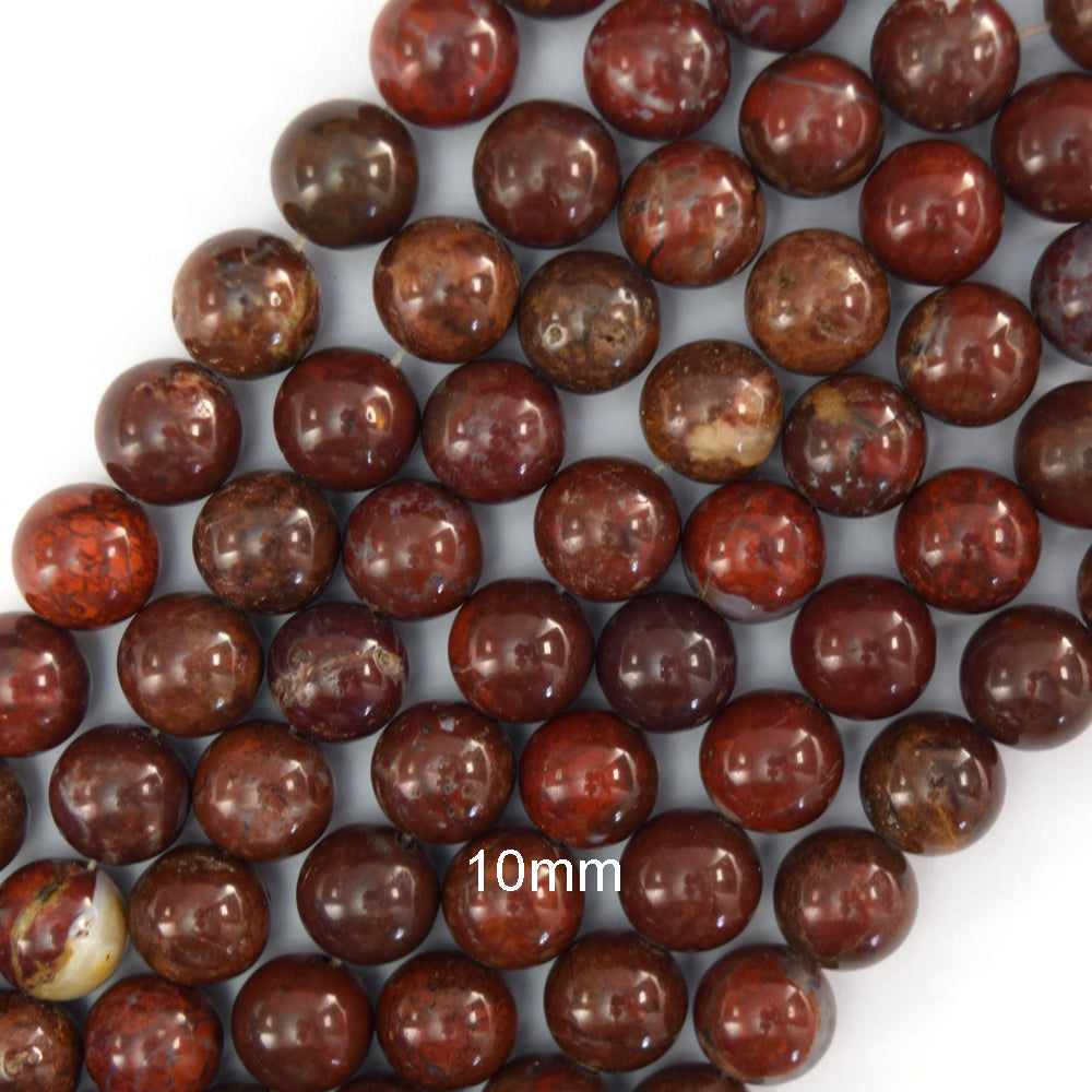 Natural Dark Poppy Jasper Round Beads Gemstone 15" Strand 4mm 6mm 8mm 10mm 12mm