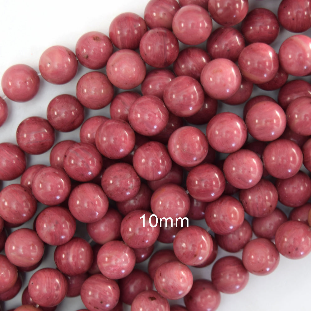 AA Natural Pink Rhodonite Round Beads Gemstone 15" Strand 6mm 8mm 10mm