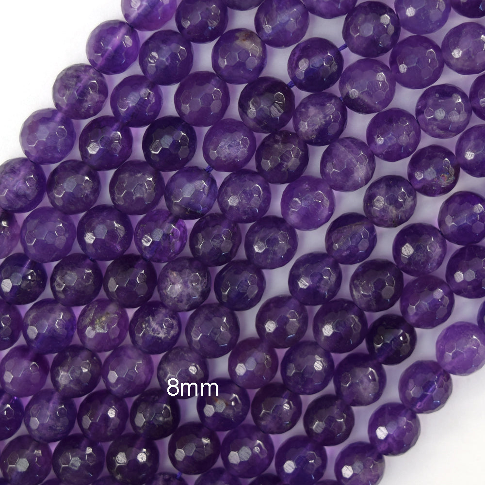 Natural Faceted Purple Amethyst Round Beads 15" Strand 3mm 4mm 6mm 8mm 10mm S1
