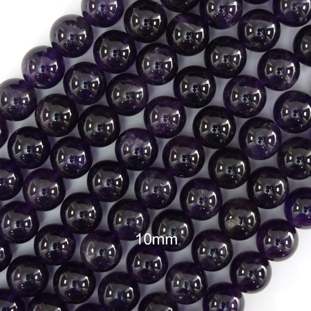 AA Natural Purple Amethyst Round Beads Gemstone 15" Strand 6mm 8mm 10mm