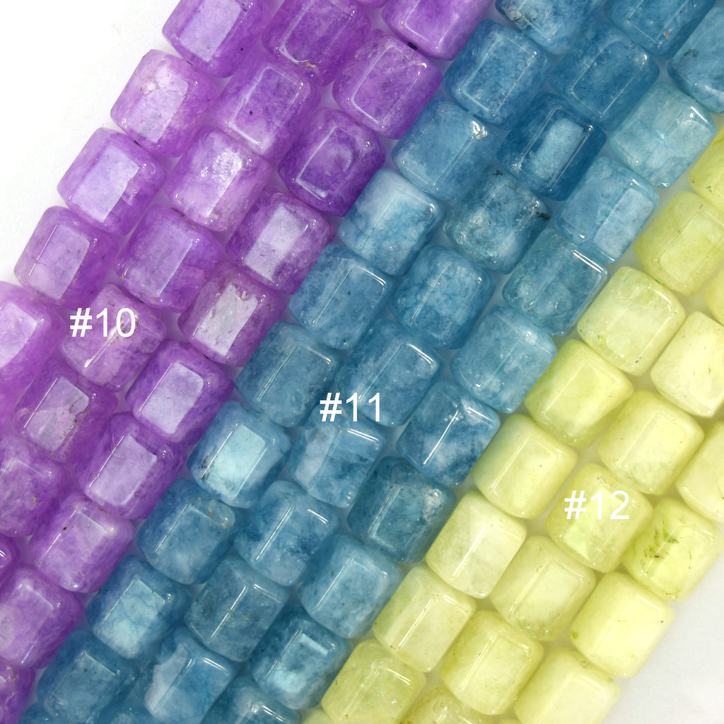 8x10mm Faceted Colored Crystal Quartz Tube Cylinder Beads Gemstone 15" Strand