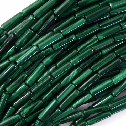 8x14mm synthetic green malachite barrel beads 15" strand