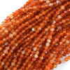 Natural Faceted Orange Red Carnelian Round Beads Gemstone 15