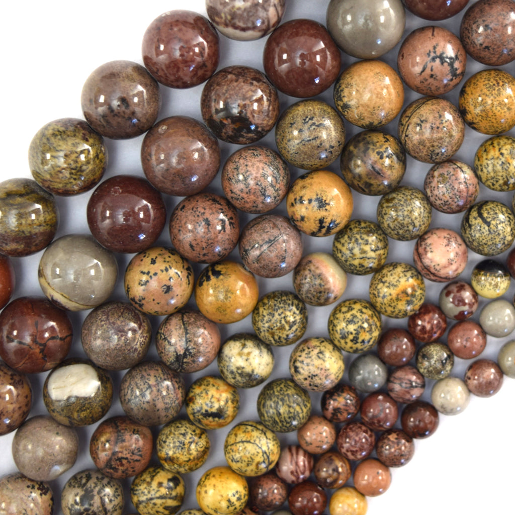 Natural Chohua Jasper Round Beads 15" Artistic Jasper 6mm 8mm 10mm 12mm