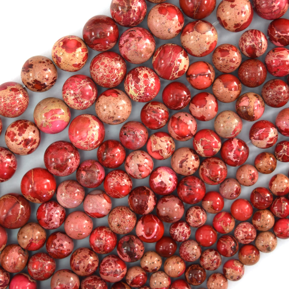 Red Sea Sediment Imperial Jasper Round Beads Gemstone 15" Strand 6mm 8mm 10mm