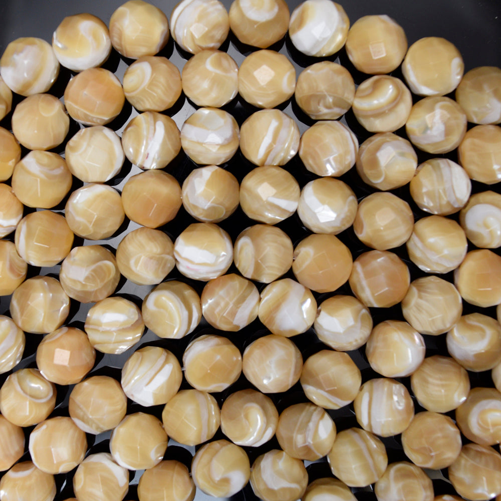 Natural Faceted Mother of Pearl MOP Round Beads 15.5" Strand 4mm 6mm 8mm 10mm