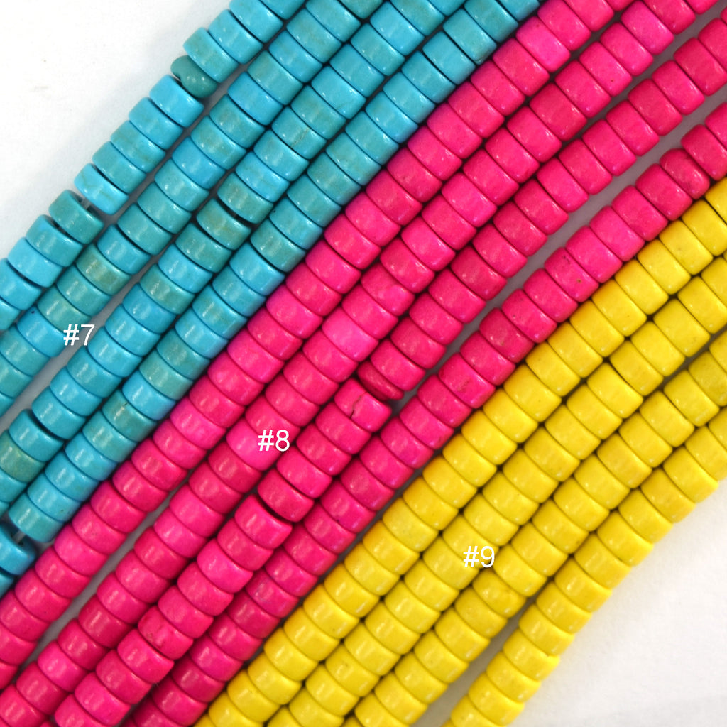 2x4mm Colored Magnesite Turquoise Heishi Disc Spacer Beads 15.5" Strand 4mm