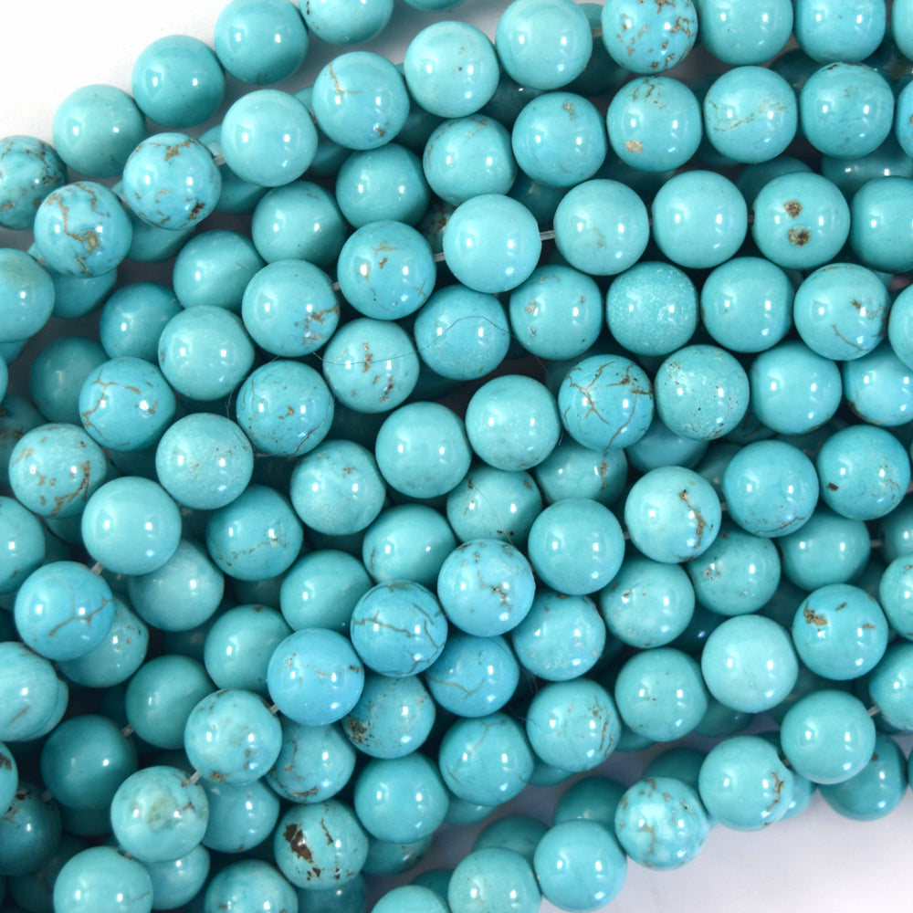 Blue Turquoise Round Beads Gemstone 15" Strand 2mm 4mm 6mm 8mm 10mm 12mm S2