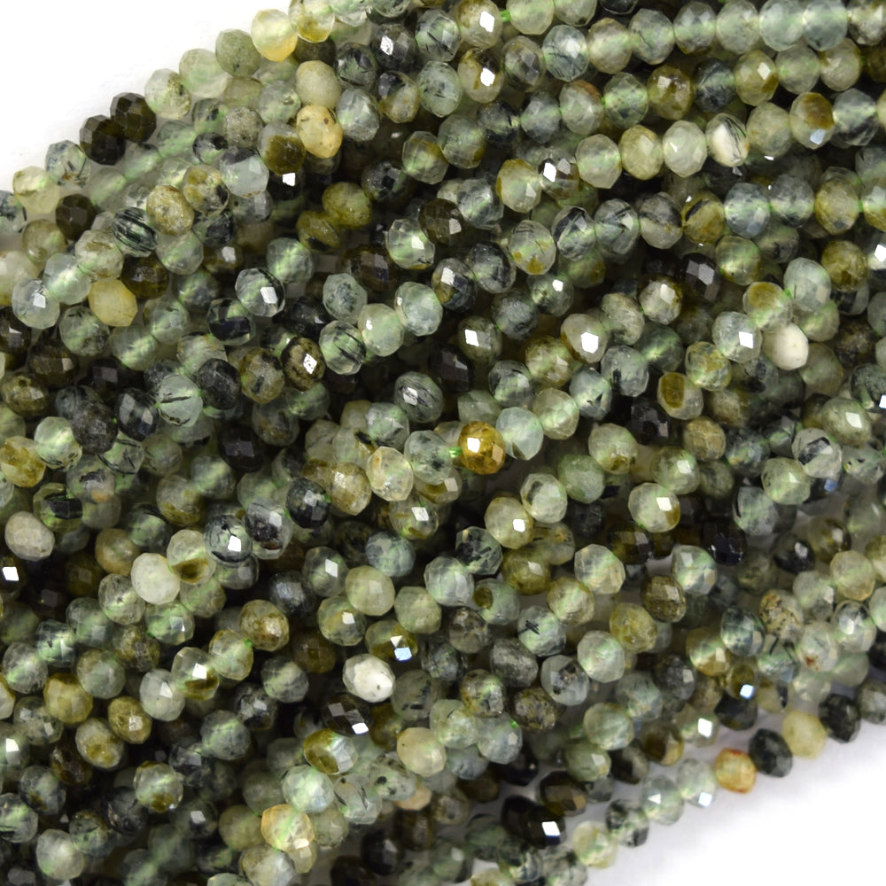 Natural Faceted Yellow Green Prehnite Rondelle Button Beads 15
