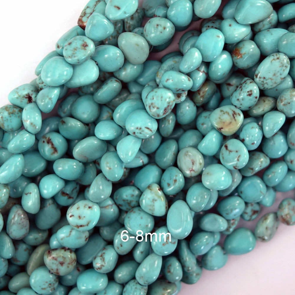 6mm - 8mm blue turquoise pebble nugget beads 15