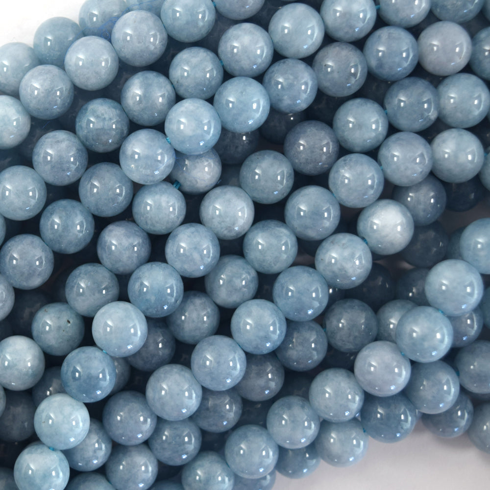 Blue Aquamarine Quartz Round Beads Gemstone 15" Strand 6mm 8mm 10mm 12mm