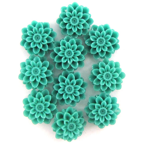 12mm synthetic green coral carved chrysanthemum flower pendant bead 10pcs