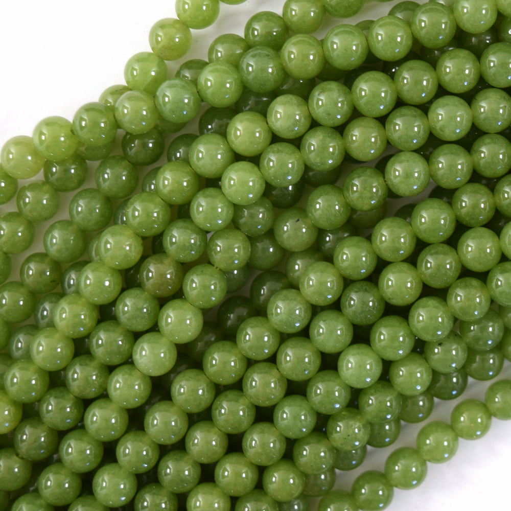 Canadian Light Green Jade Round Beads Gemstone 15
