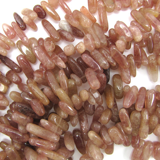 12-24mm natural strawberry quartz stick spike beads 15