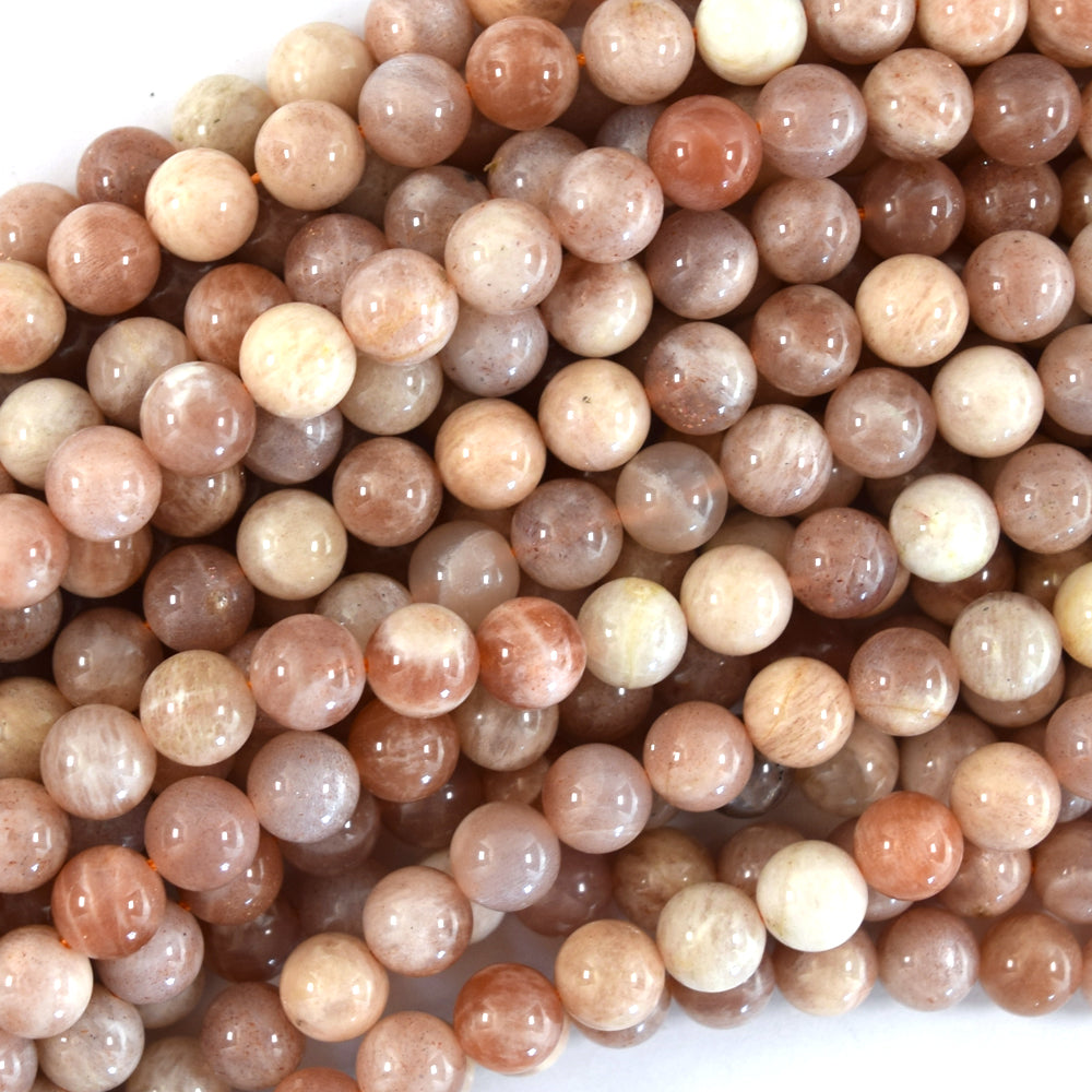 Natural Sunstone Round Beads Gemstone 15" Strand 4mm 6mm 8mm 10mm