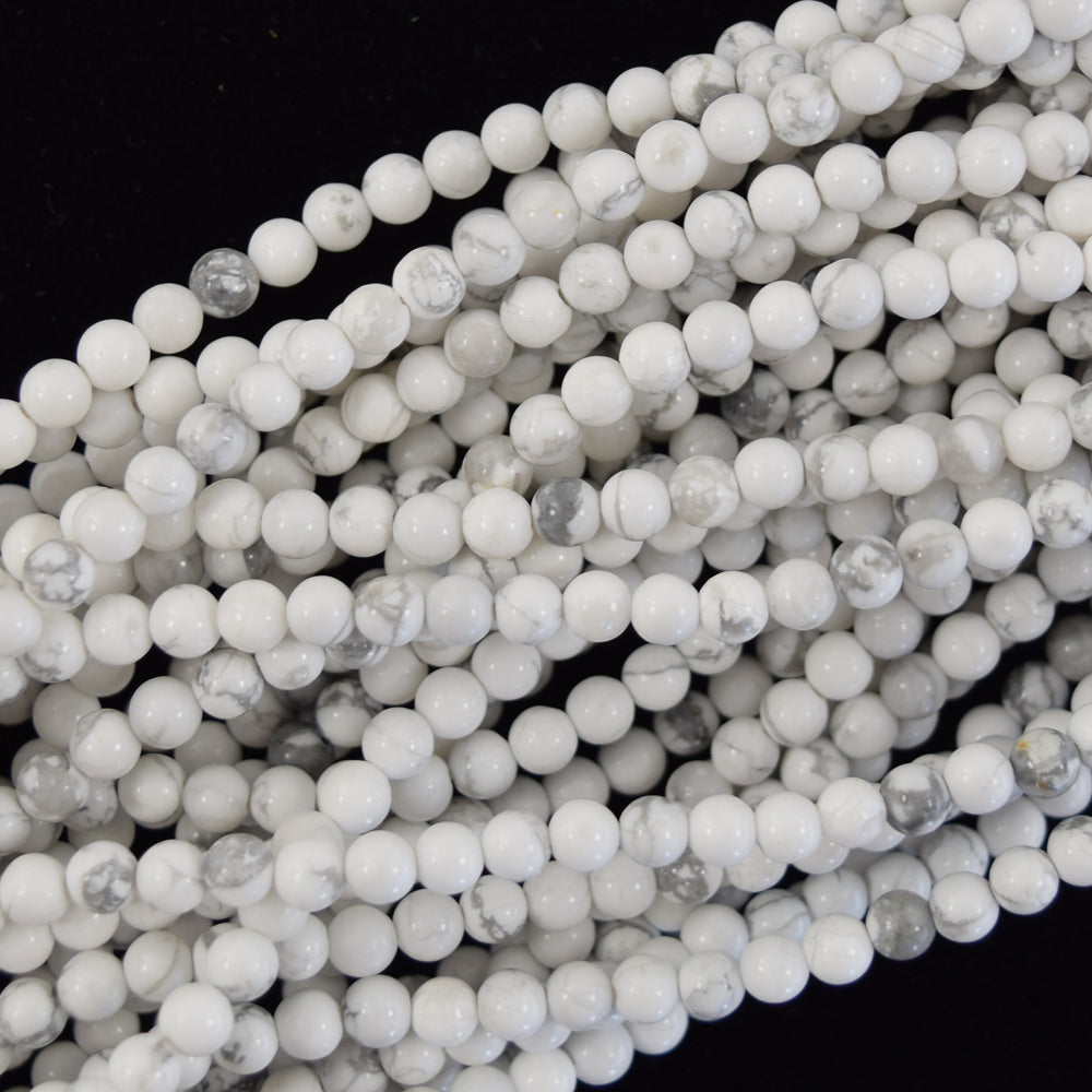 Natural White Howlite Round Beads Gemstone 15" Strand 4mm 6mm 8mm 10mm 12mm