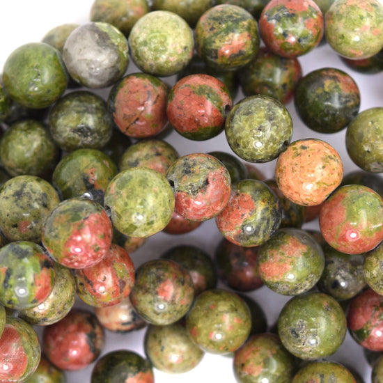 Natural Green Unakite Jasper Round Beads 15" Strand 4mm 6mm 8mm 10mm 12mm