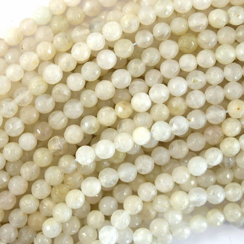 Natural Faceted Cream White Moonstone Round Beads 15.5" 3mm 4mm 6mm 8mm 10mm