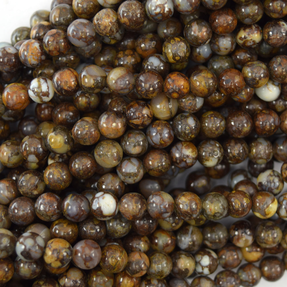 Natural African Brown Opal Round Beads Gemstone 15.5