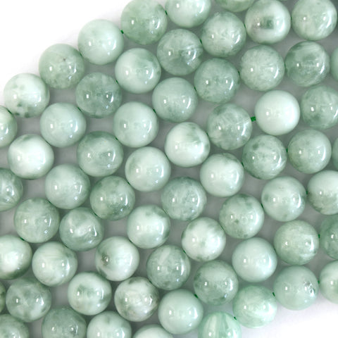 Natural Matte Green Angelite Round Beads 15.5" Strand 6mm 8mm 10mm