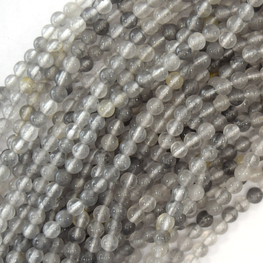 Natural Cloudy Gray Quartz Round Beads Gemstone 15" Strand 4mm 6mm 8mm 10mm 12mm