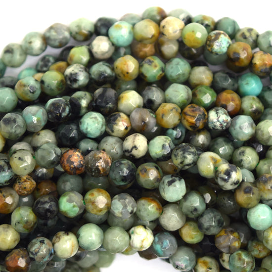 Natural Faceted African Turquoise Round Beads 15