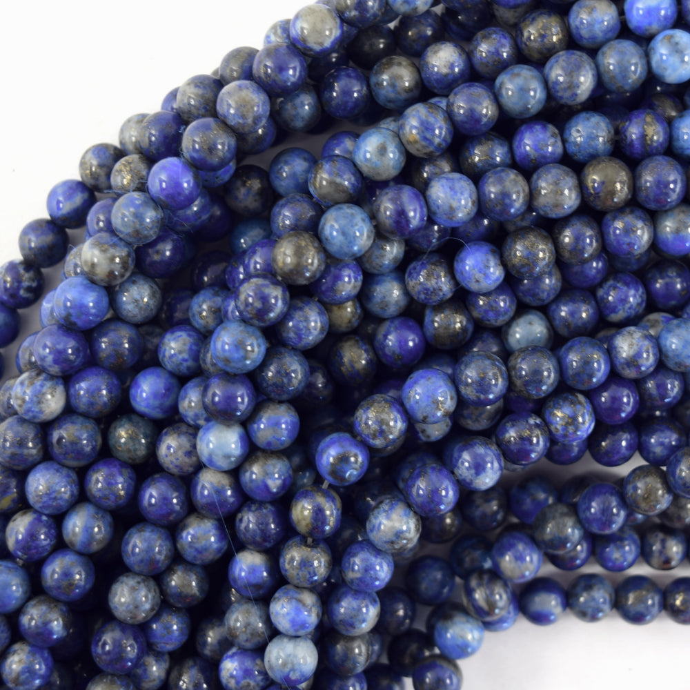 Natural Blue Lapis Lazuli Round Beads 15" Strand 4mm 6mm 8mm 10mm 12mm