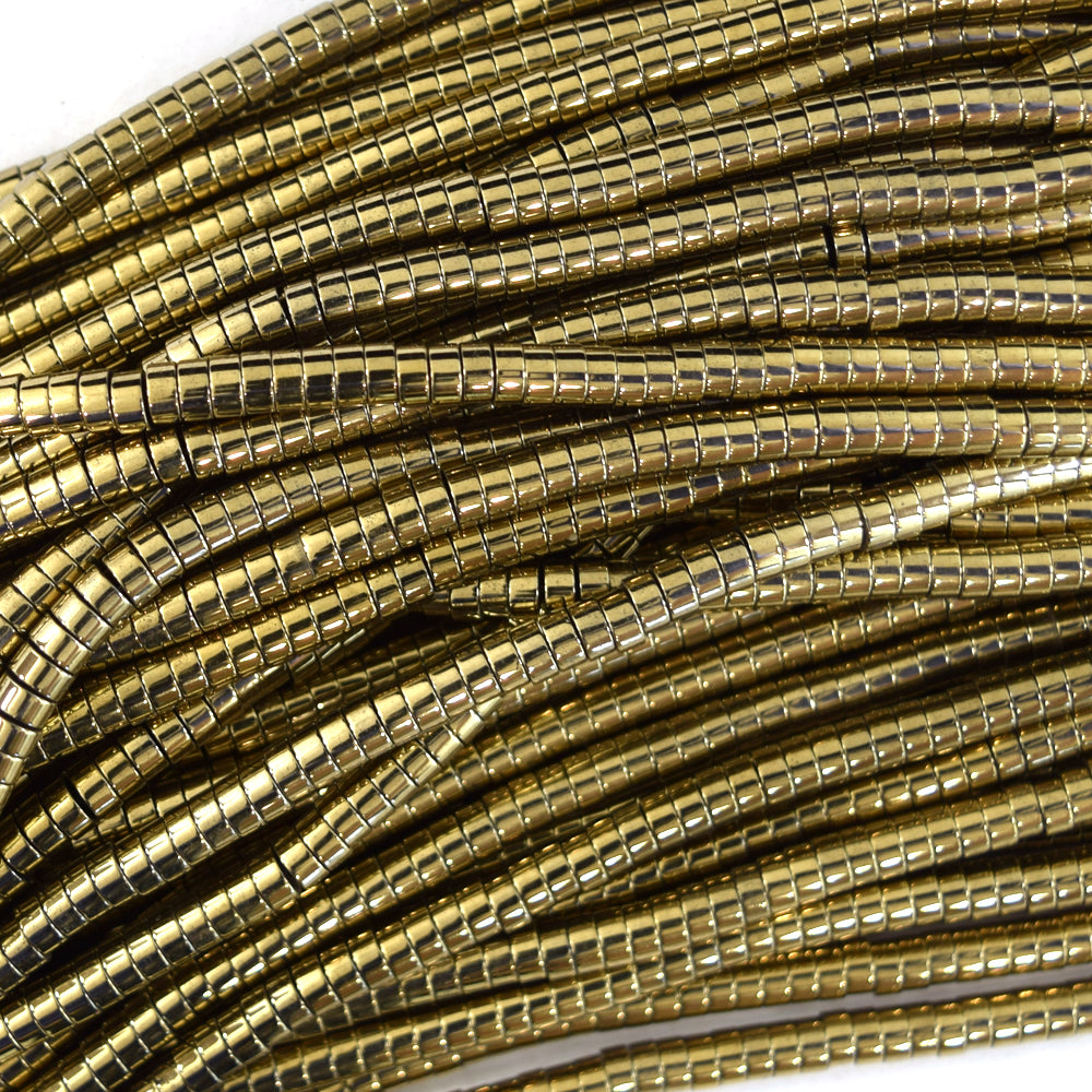 Pyrite Colored Hematite Heishi Disc Beads Gemstone 15.5" Strand 3mm 4mm 6mm 8mm