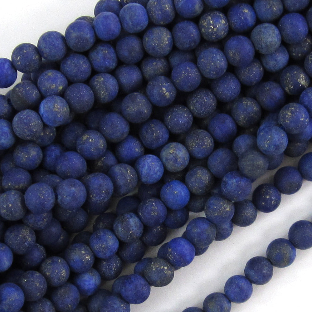 Matte Blue Lapis Lazuli Round Beads Gemstone 15" Strand 4mm 6mm 8mm 10mm 12mm