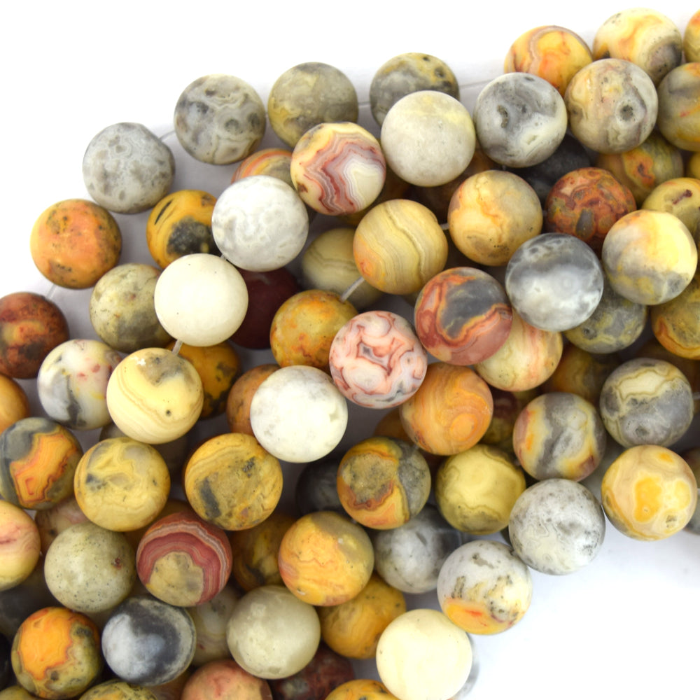 10mm matte natural crazy lace agate round beads 15.5