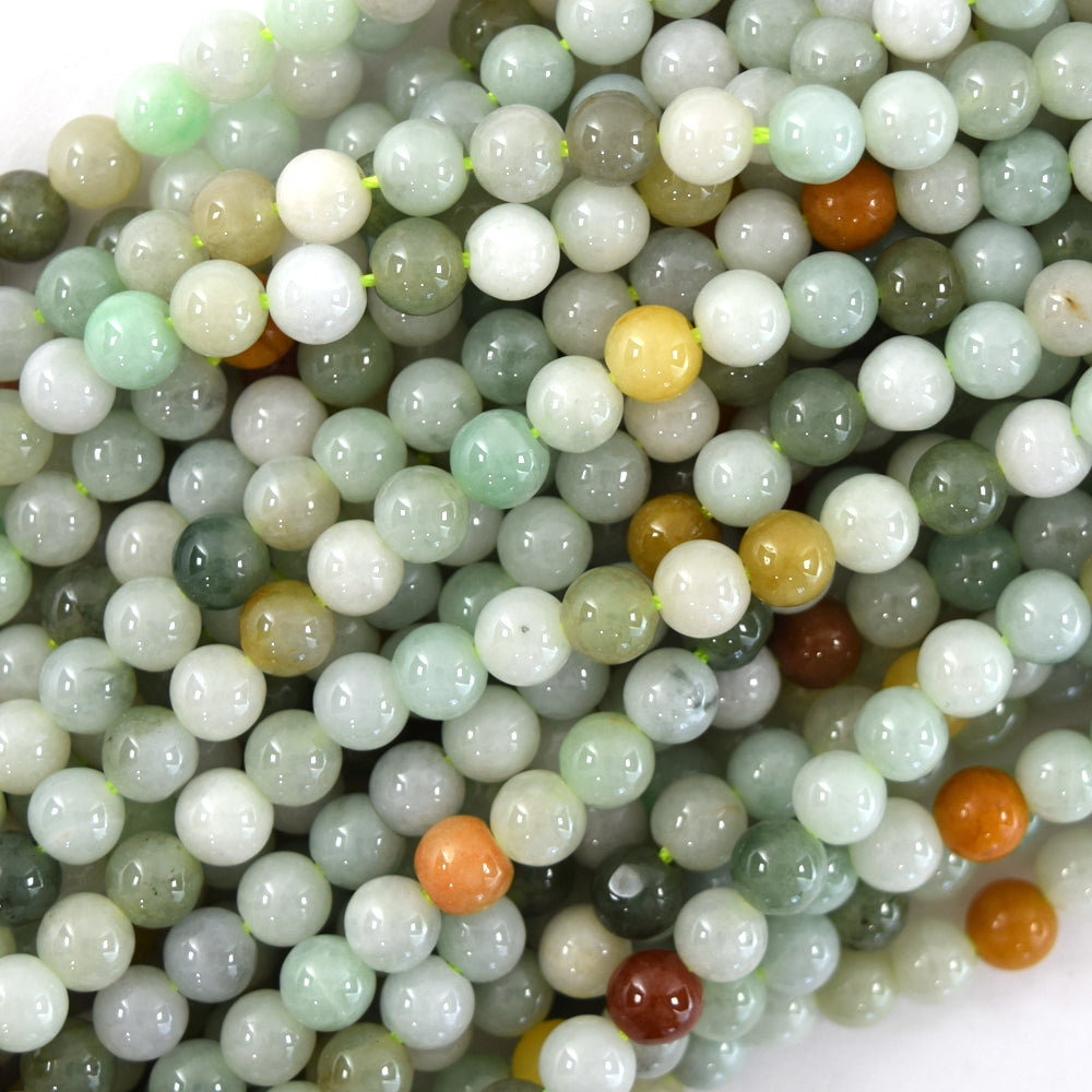 Natural Burma Jadeite Jade Round Beads Gemstone 15.5