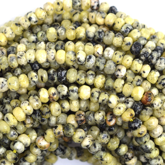 4mm faceted yellow turquoise rondelle beads 15