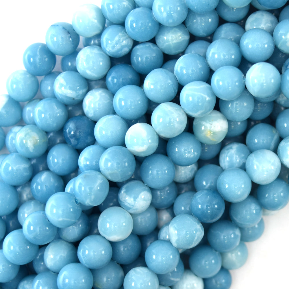 Blue Larimar Quartz Round Beads Gemstone 15" Strand 4mm 6mm 8mm 10mm 12mm S1