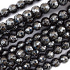 Natural Faceted Hematite Round Beads 15.5