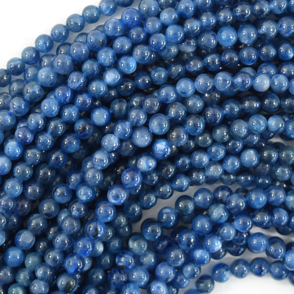 AA Blue Kyanite Round Beads Gemstone 15.5" Strand 4mm 6mm 8mm