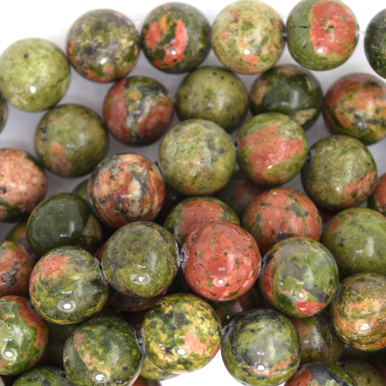 Natural Green Unakite Jasper Round Beads 15" Strand 4mm 6mm 8mm 10mm 12mm