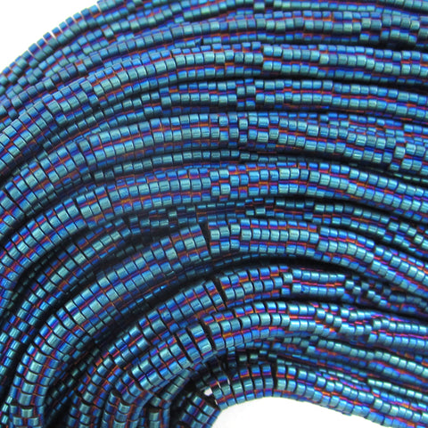 8mm hematite carved flower beads 15.5" strand rainbow